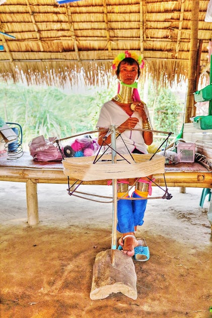 Kayan woman working