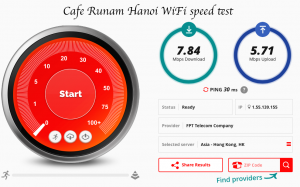 Cafe Runam speed test fast wifi Hanoi