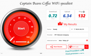 Captain beans coffee speed test fast wifi Hanoi