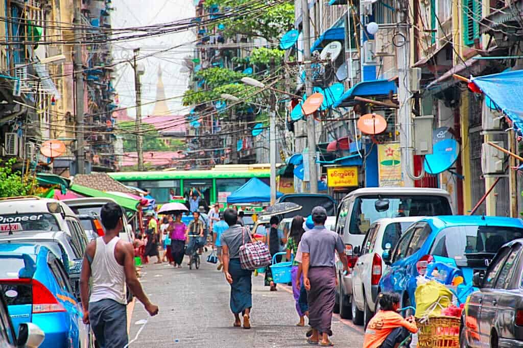 Visiting China town is one of the best things to do in Yangon Myanmar.