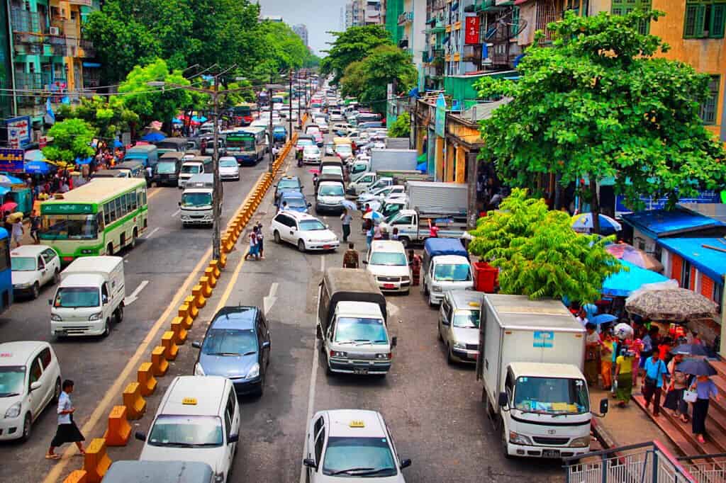 Traffic in Myanmar It's quite difficult to drive in Myanmar!