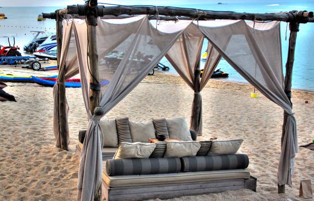 Bed on the beach at Koh Samui island