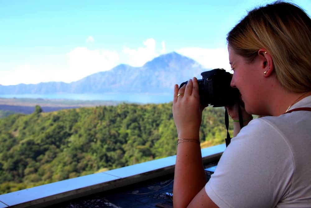 Travel blogger taking photos