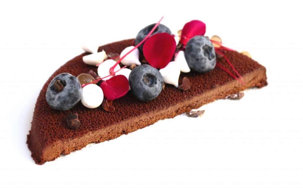 chocolate cake half berries