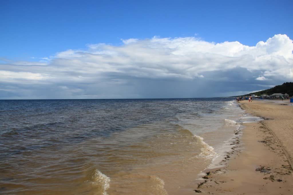beach white sand jurmala white Baltic Sea clouds