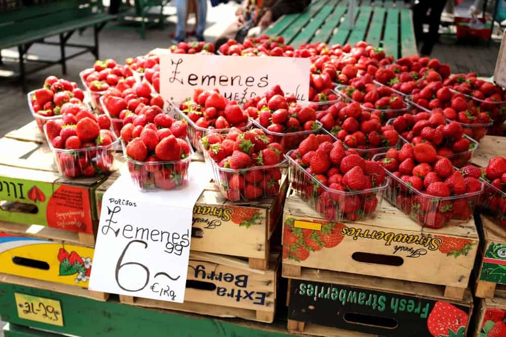 Strawberries at Central Market in Riga