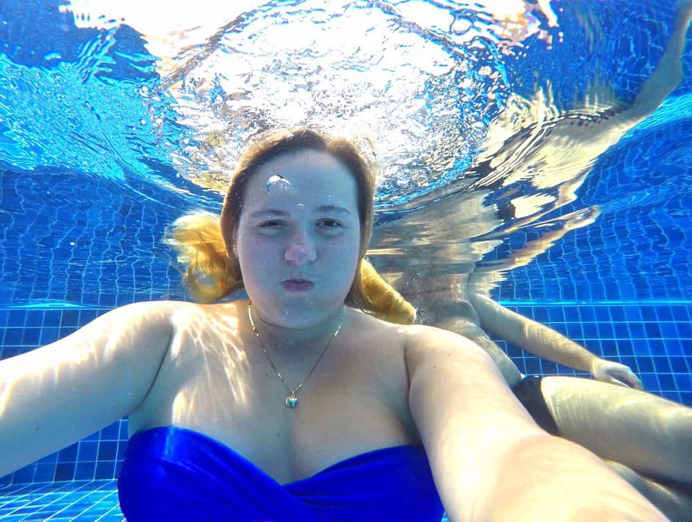 Relaxing in the swimming pool