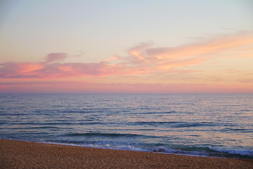 Romantic Portuguese beach sunset
