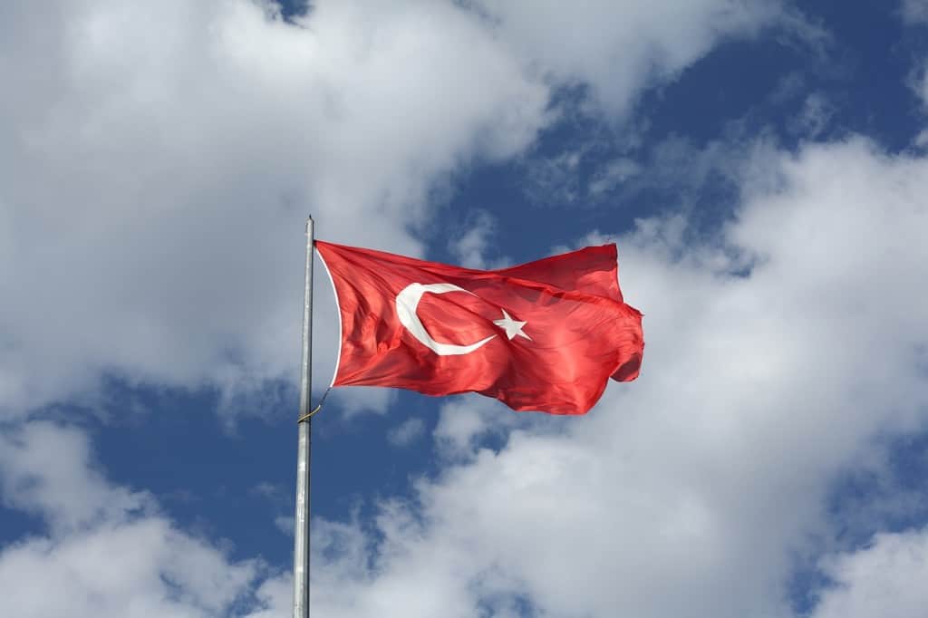 The Turkish flag waving in the wind
