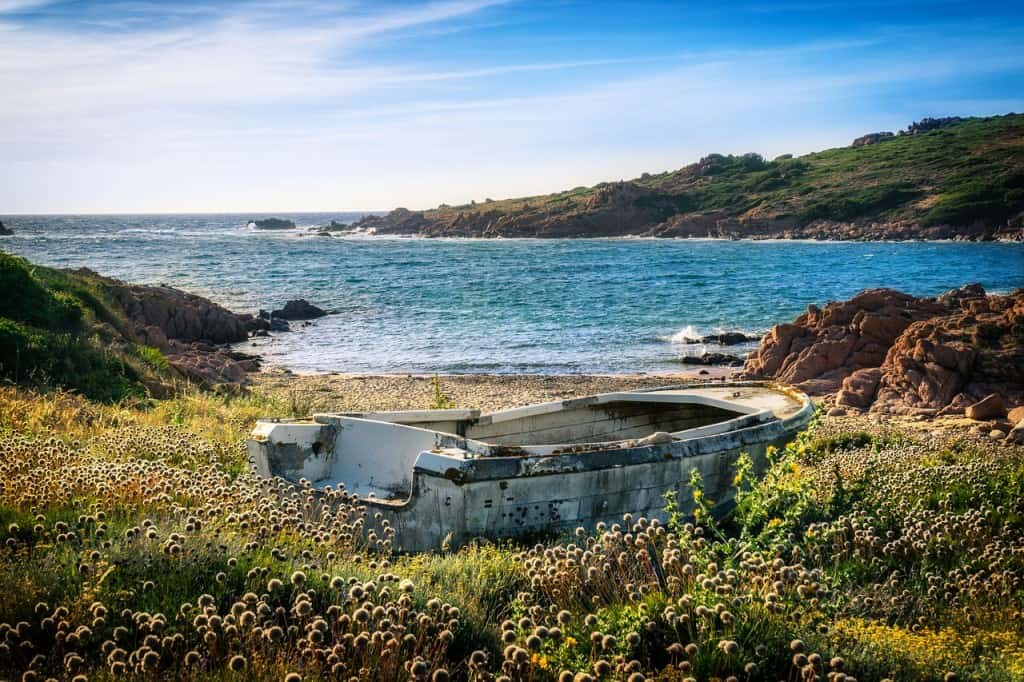 The coastline of Sardinia.