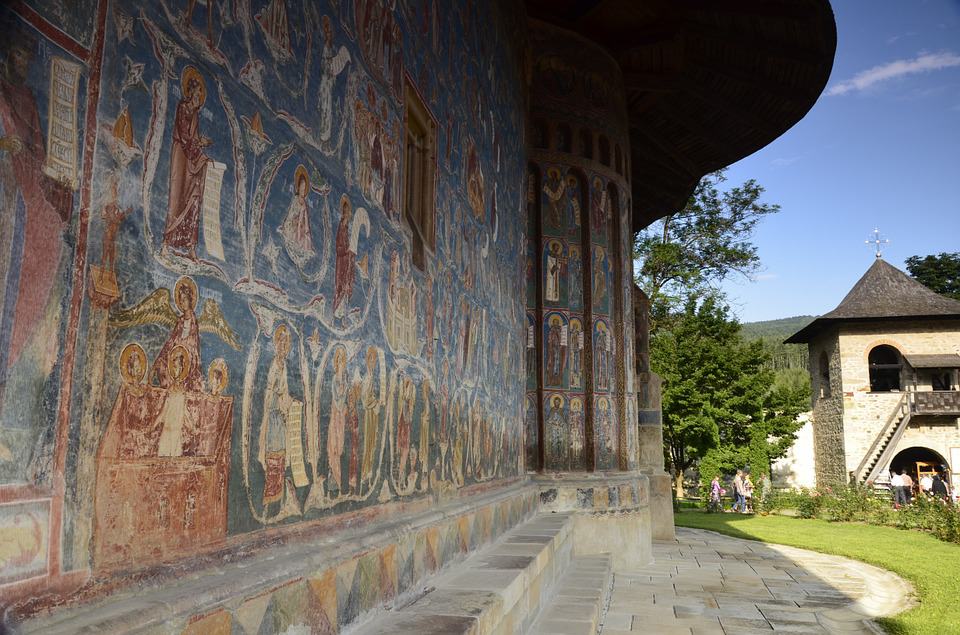 Beautiful frescoes at Voronet Monastery