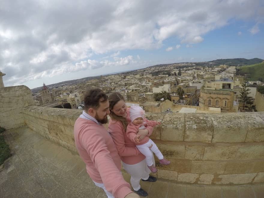 citadel Gozo family couple toddler view