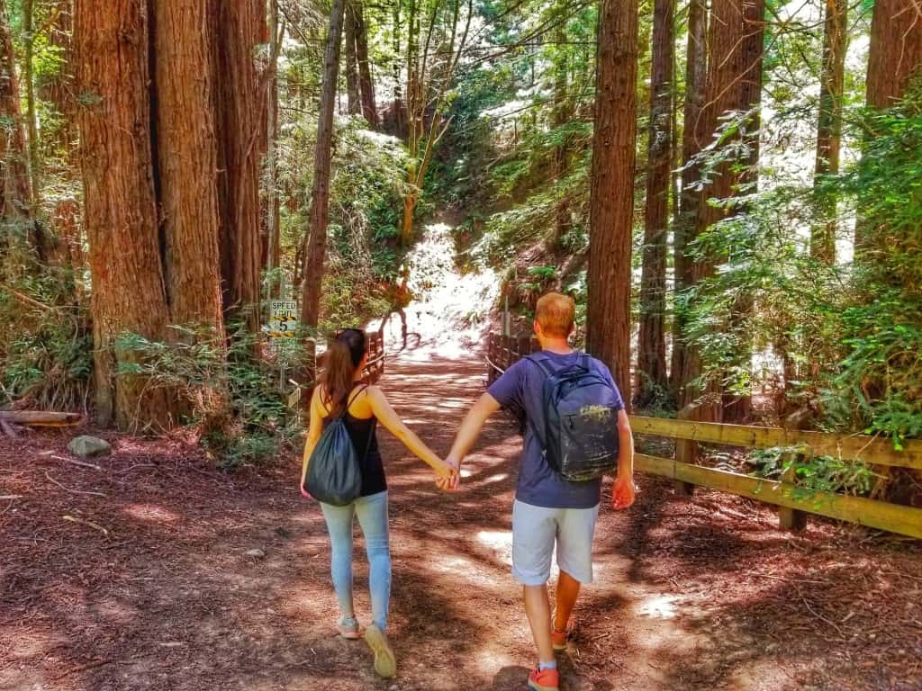 Redwood Regional Park couple holding hands